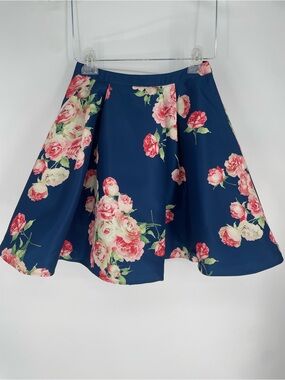 Sherri Hill Full Floral Skirt Royal Blue Netting Layer Formal Homecoming Skirt